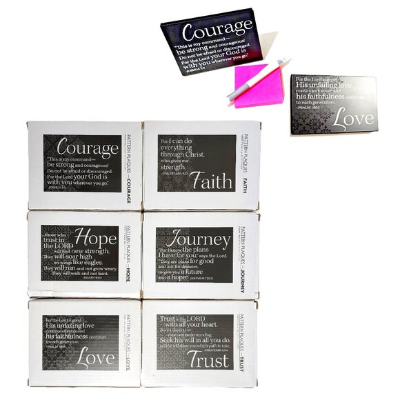 Encouragement Pattern Plaques 6Set Courage Faith Hope Journey Love & Tru… - Picture 1 of 11